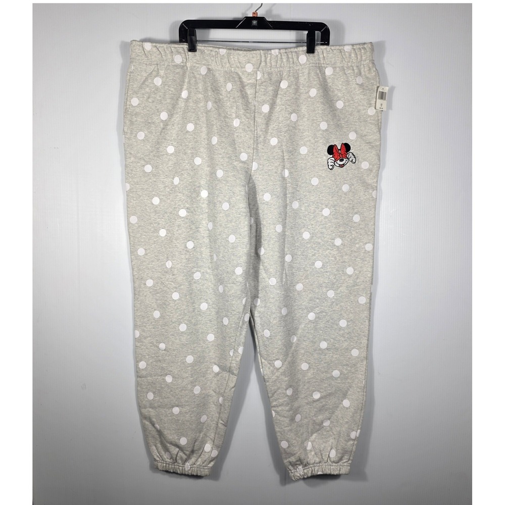 Disney Parks Minnie Mouse Polka Dot Jogger Sweatpants Heather Gray Plus Size 2X